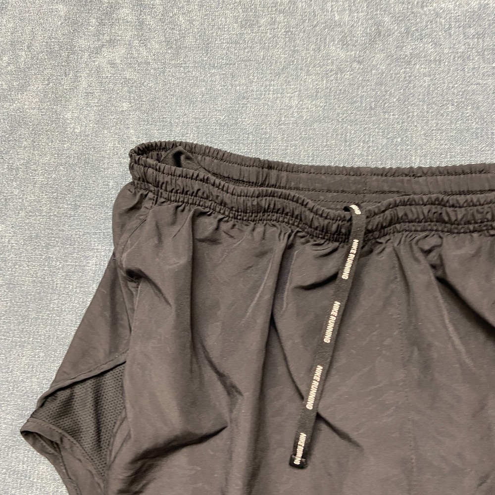 Nike Tempo Dri-Fit Running Shorts Womens Large Black Swoosh Logo Back Zip Sports - Picture 5 of 15